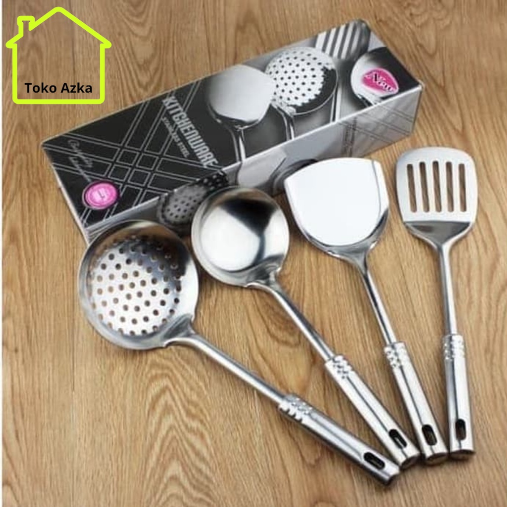 Spatula Kitchen Ware Stainless Steel 4Pcs / Alat Masak All in One