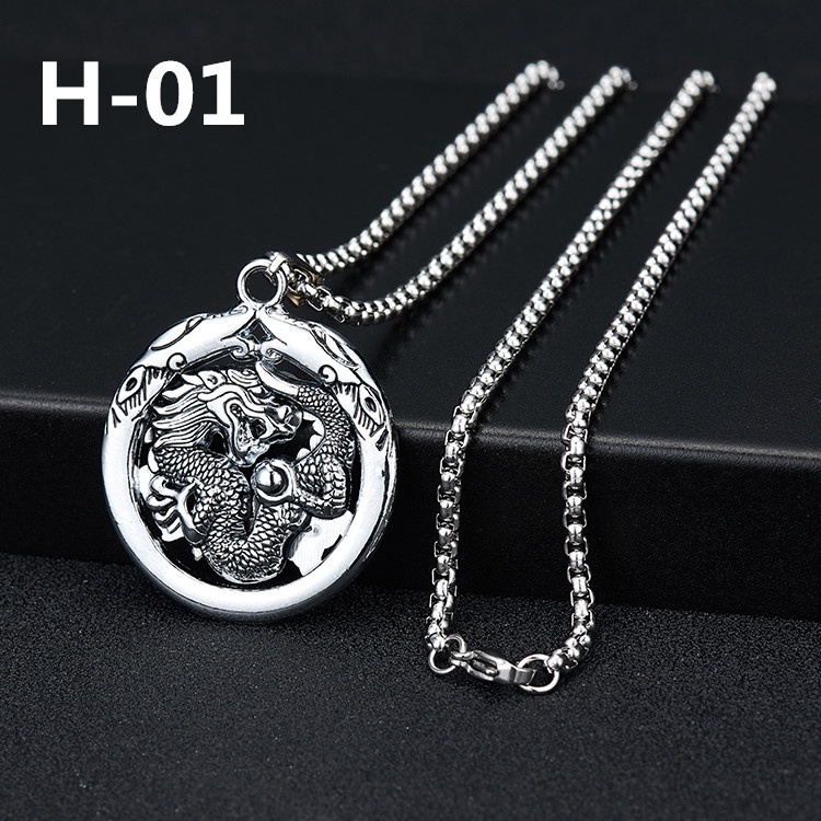 Kalung Rantai Liontin Bahan Stainless Steel Gaya Retro Hip Hop Eropa Untuk Pria