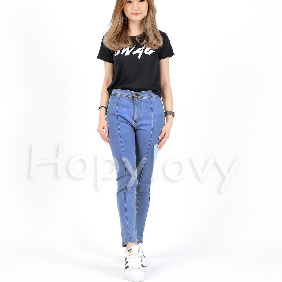  PROMO HOPYLOVY Celana  High Waist Jeans Wanita  HW 