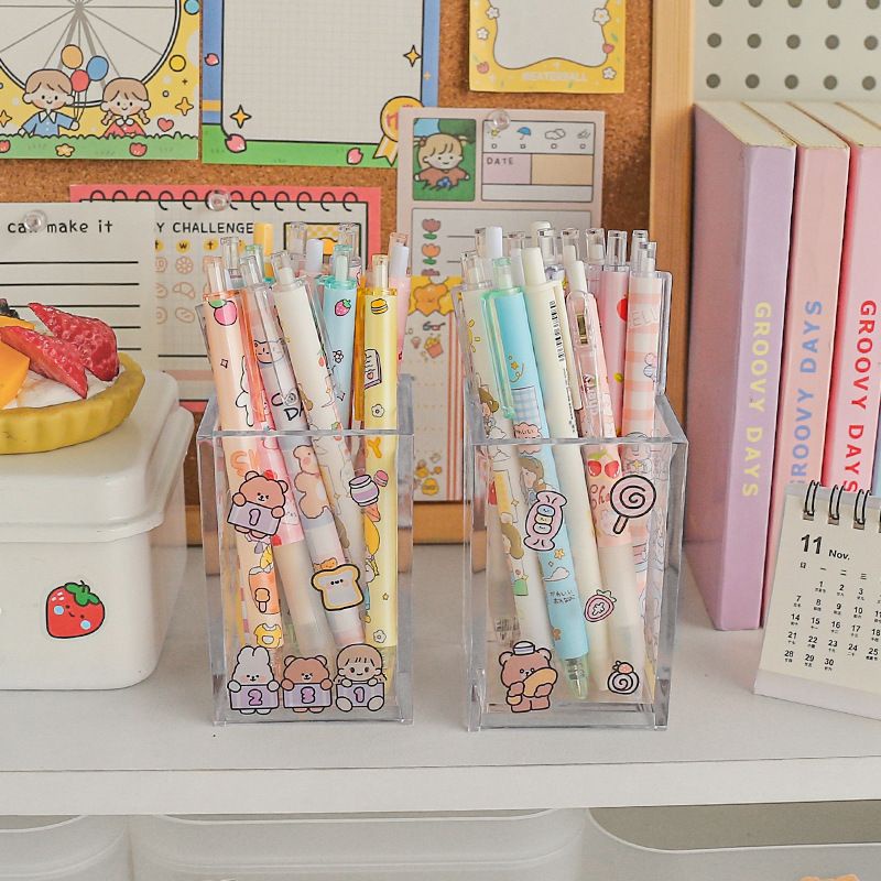 [littlecrab] Kotak Transparan Tempat Pensil Acrylic Tabung Pensil Clear Korean Aesthetic Pencil Box Unik Elegan Stationary Kit Berkualitas