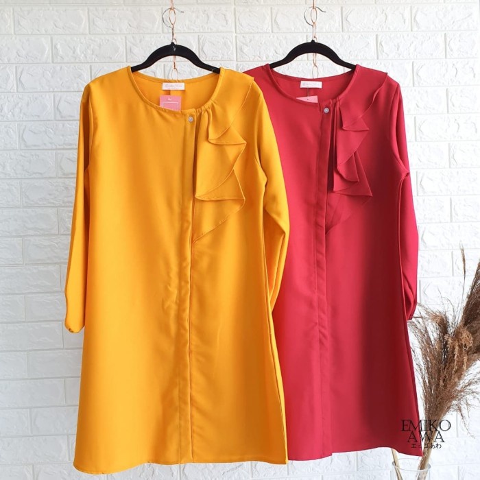 Tunik Wanita Modern Murah Bunga Motif Import Rajut F0Z1 Polos Formal Casual Simple Rayon Berkualitas