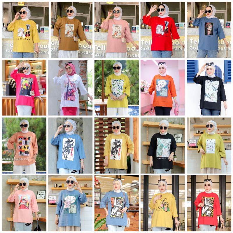 TOP OVERSIZE LANICHA / ATASAN KAOS WANITA ORIGINAL PREMIUM QUALITY