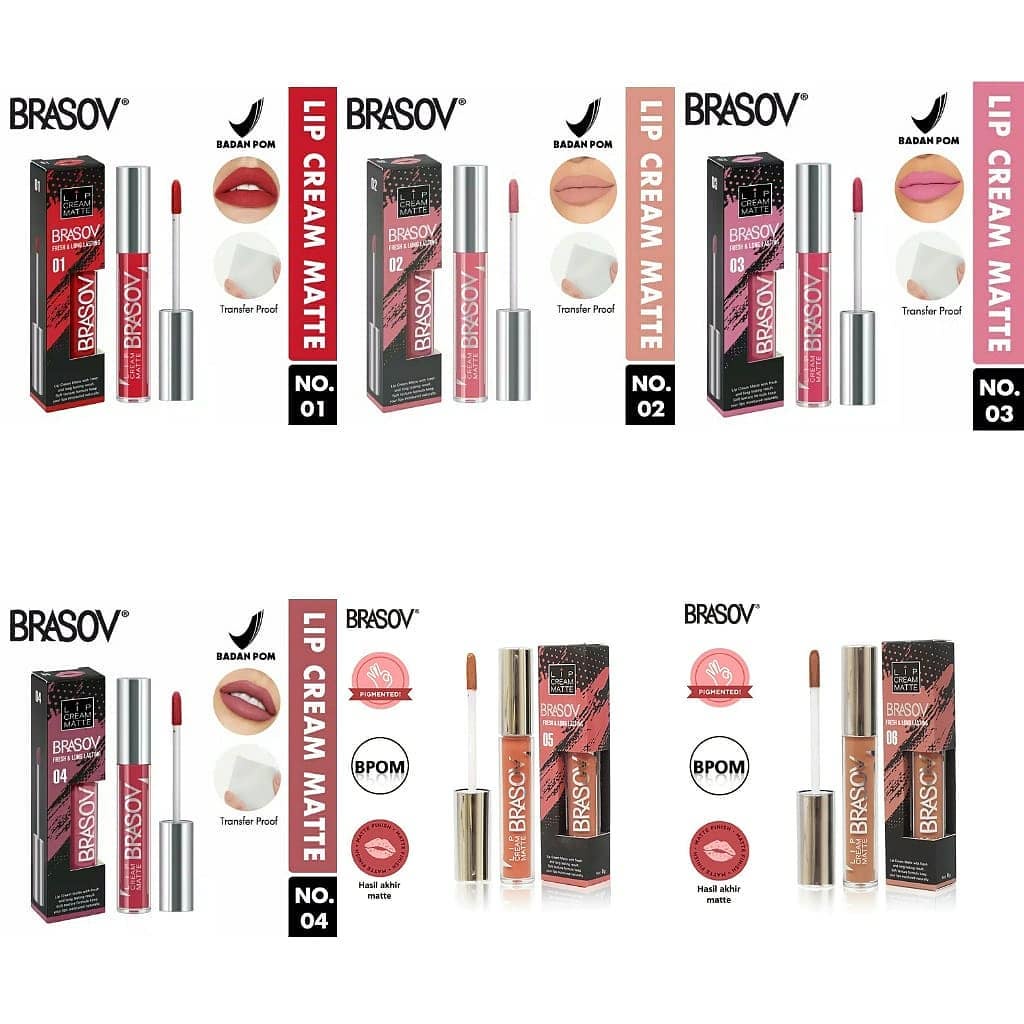 ⭐ BAGUS ⭐ BRASOV (✔️BPOM) Lip Cream Matte Fresh &amp; Long Lasting 6gr | Lipcream Matte Brasov