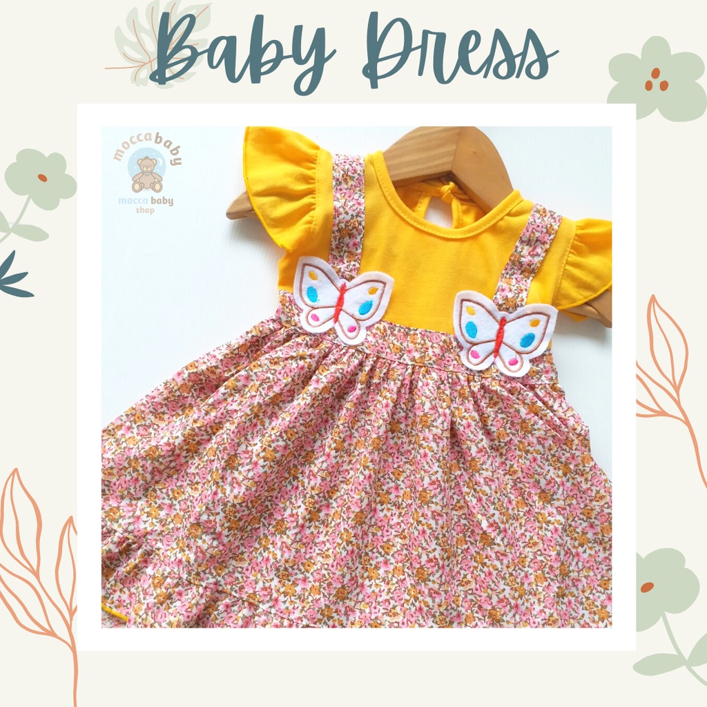 MBSS - QIU2 BUTTERFLY Baju Bayi Model Dress MURAH Baby Girl (0-6 bulan) Dress Anak Perempuan