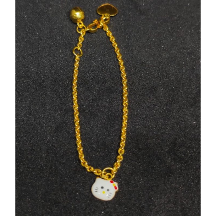 Gelang anak hello kitty 2gram lucu emas kadar rendah emas asli