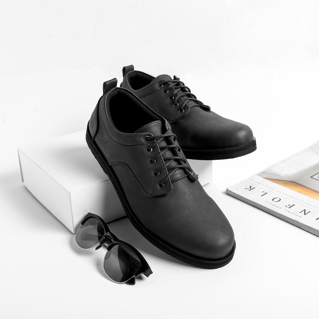 Chester Black | Sepatu Pantofel Formal Kasual Kerja Kuliah Pria/Cowok/Men Ori Lokal | FORIND x Arf