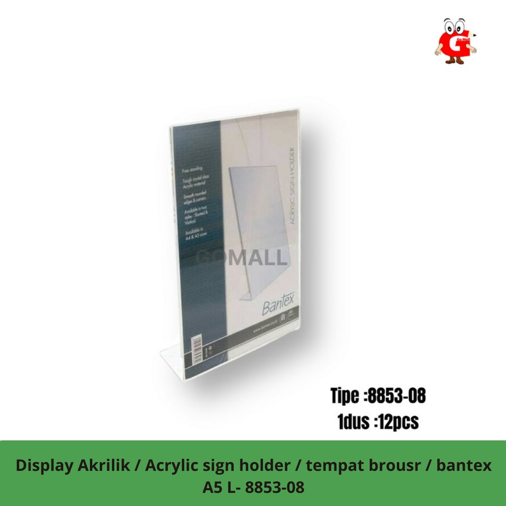 

Display Akrilik / Acrylic sign holder / tempat brosur / bantex A5