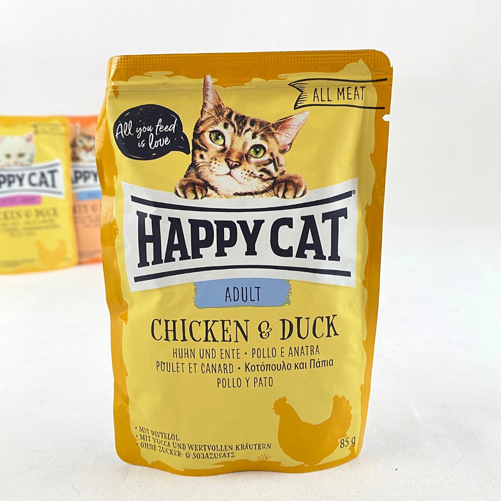 

HAPPYCAT Makanan Kucing Pouch CHICKEN and DUCK 85gr