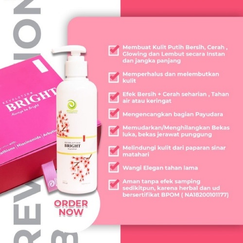 REVOLOTION Bright Body Lotion Whitening 100% ORIGINAL Memutihkan Mencerahkan Kulit Secara Alami