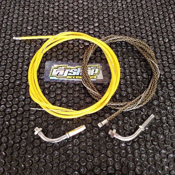 Kabel gas serat karbon hitam list GOLD biru putih kabel gas beat vario mio universal motor