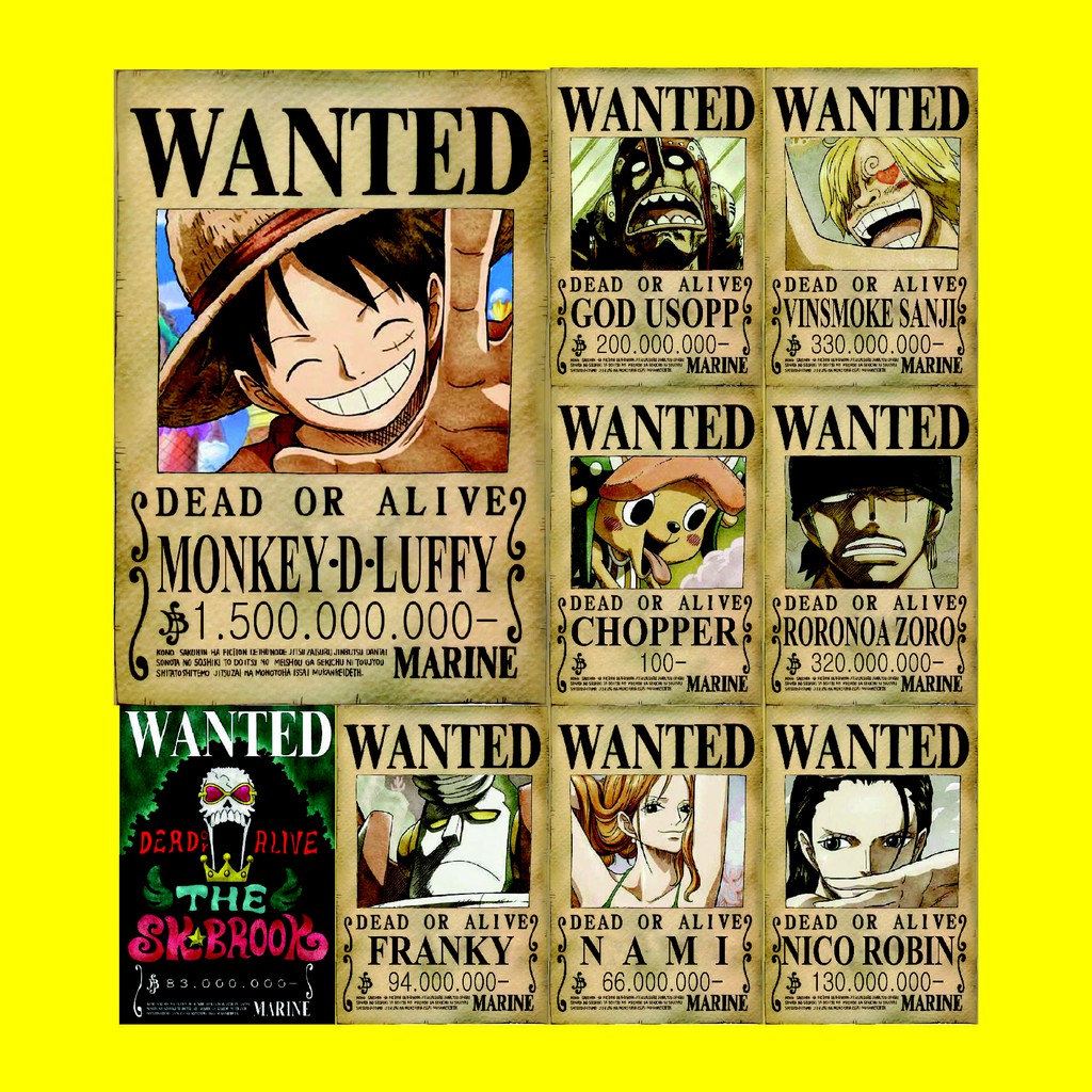 Terbaru Buronan Poster One Piece Bounty Shicibukai Yonkou Bigmom Kaido