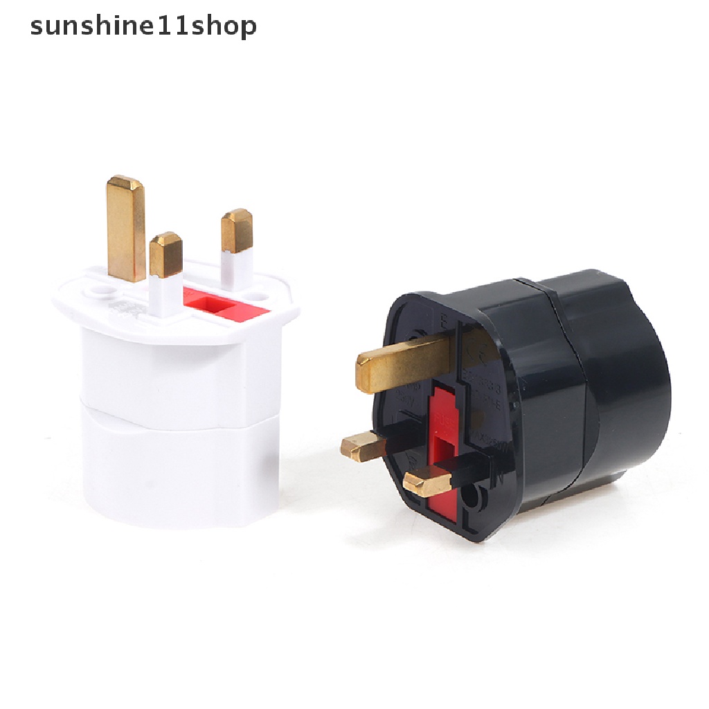 Sho Adapter Konverter Euro 2 Pin Ke UK 3 Pin Plug AC Universal Untuk Travel