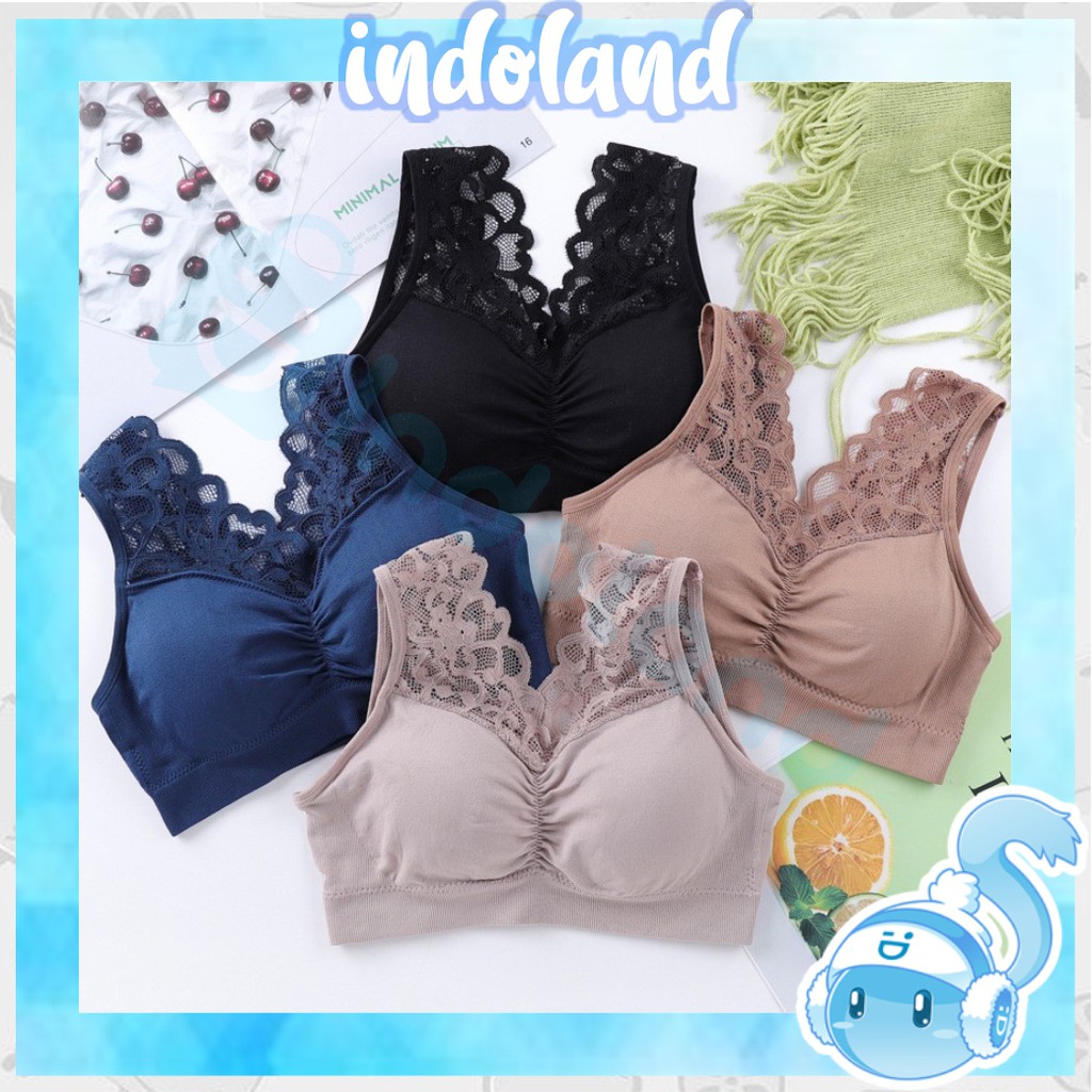 ☀ INDOLAND ☀ B055 Bra BH Wanita Tanpa Kawat Bahan Halus Bralette Elastis Sexy dengan Busa IMPORT