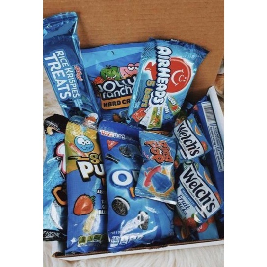 

snack box warna biru premium