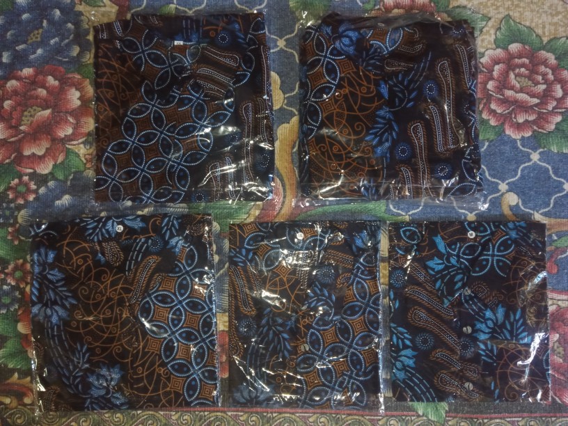 Batik Couple Keluarga Sania Ruffle Ori Ndoro Jowi Dnt Motif Seno Biru