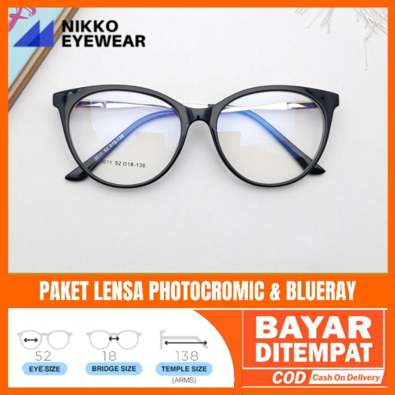 Paket Kacamata 3011 Lensa Antiradiasi Photocromic Blueray