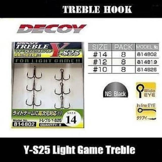 TREBLE HOOK DECOY Y-S25 (Color BLACK CHROMED)