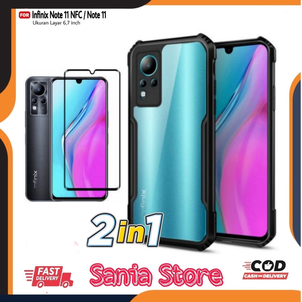 Case Infinix Note 11 NFC / Infinix Note 11 Casing Shockproff Camera Protection Transparan Bonus Temp
