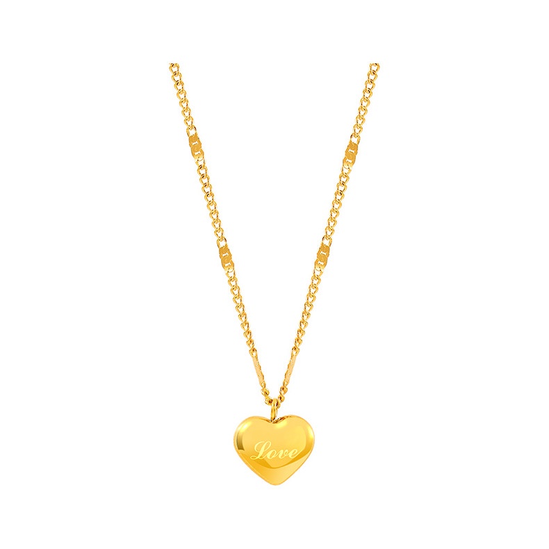 Kalung Emas titanium steel Liontin love Baru Yang Modis