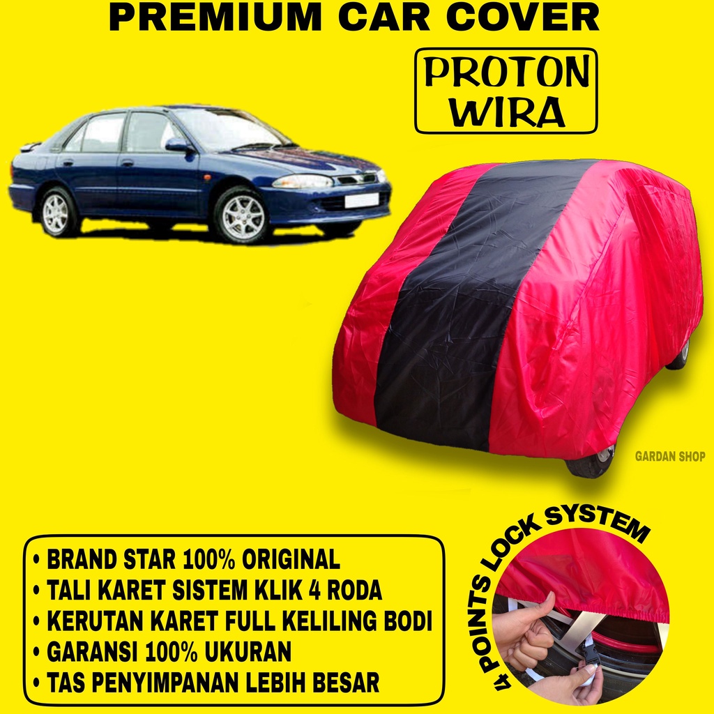 Body Cover PROTON WIRA MERAH HITAM Penutup Bodi Mobil Proton Wira Waterproof PREMIUM