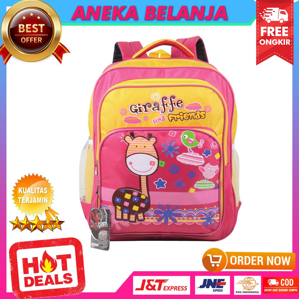 Stock Terbatas Tas Ransel Khusus Anak Cewek Berkualitas Terbaru Trendy Gambar Kartun Giraffe Stylish