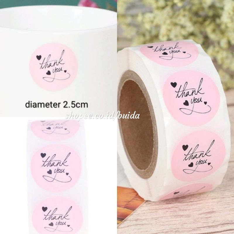 

Label sticker thank you pink segel kemasan packaging sealer S51 baking tools decoration seal dus box