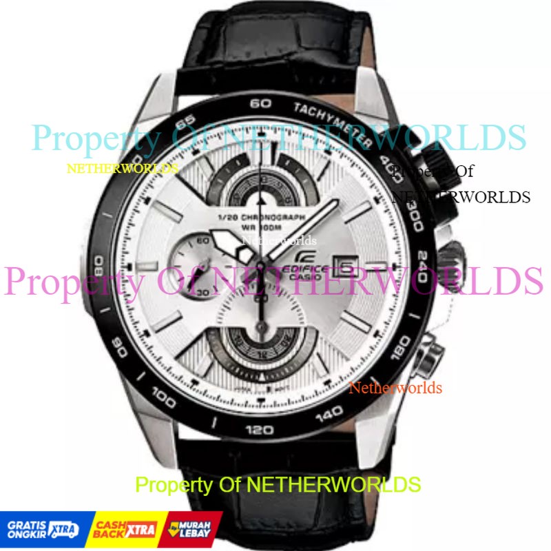 Jam Casio Edifice EFR 520L - 1Av Leather Black Dial White/Black