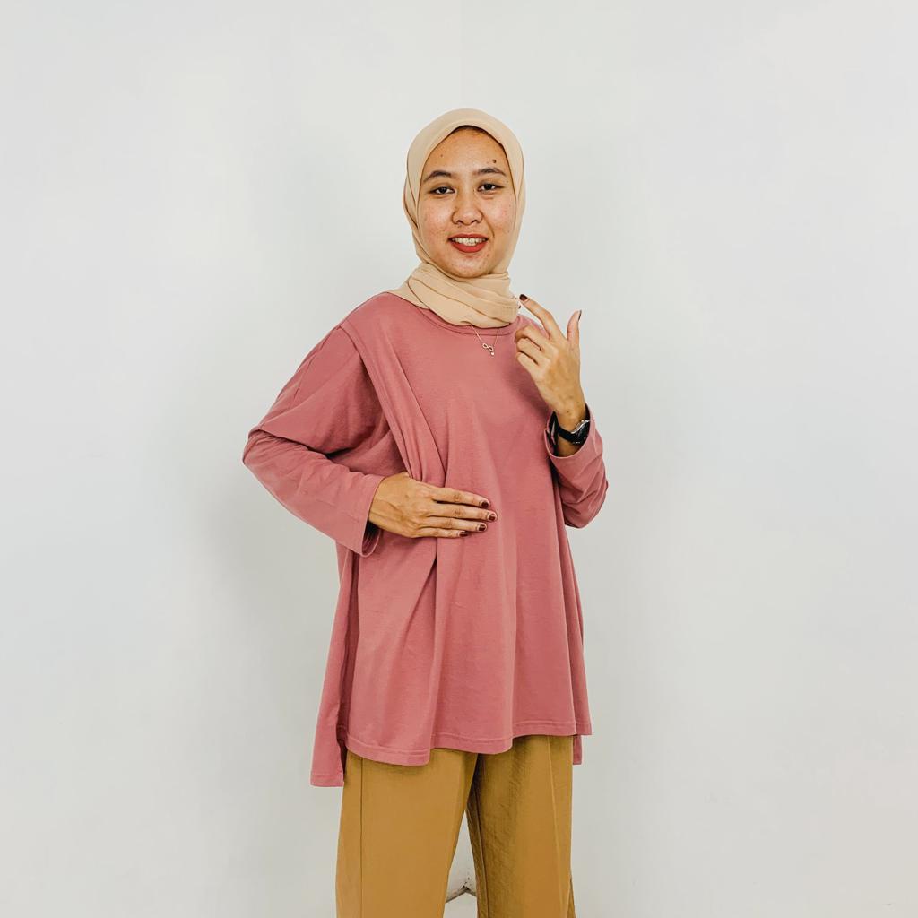 LITTLE JENNA - KAOS WANITA COTTON BATWING JUMBO OVERSIZE EARTH TONE SERIES BUSUI FRIENDLY