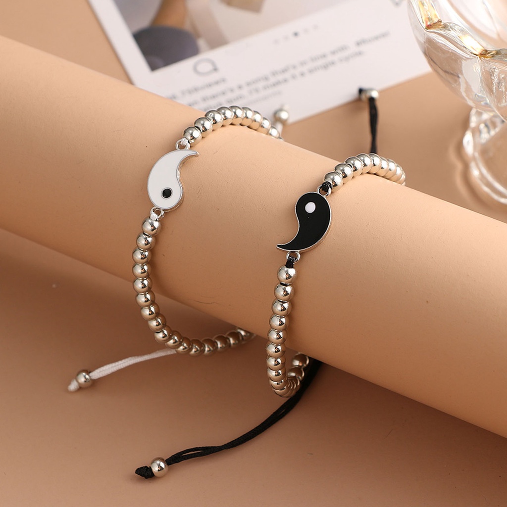 Hu Hu Hu Hu Hu Alat Bantu Pasang Kacamata♡ Gelang Persahabatan Bahan Alloy Desain Yin Yang Gaya Cina Untuk Outdoor