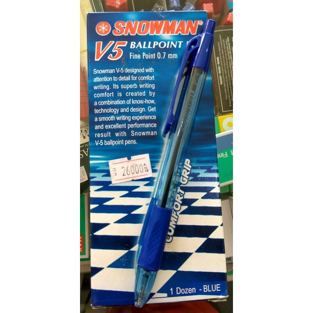 

Pulpen / Ballpoint Pen Biru Snowman V5
