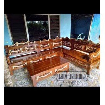 Kursi sudut kayu jati meja dan kursi tamu ukir jati