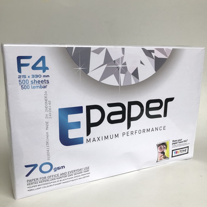 

Kertas HVS F4 E-PAPER 70 GSM ( 215 x 330 mm )