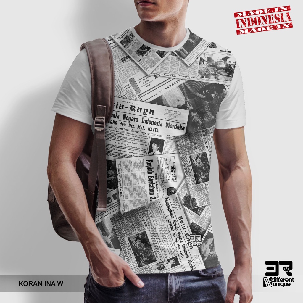 Jual Cod Kaos Printing Gambar Newspaper Ina W Baju Unik Motif Koran Distro Original Motif 1446