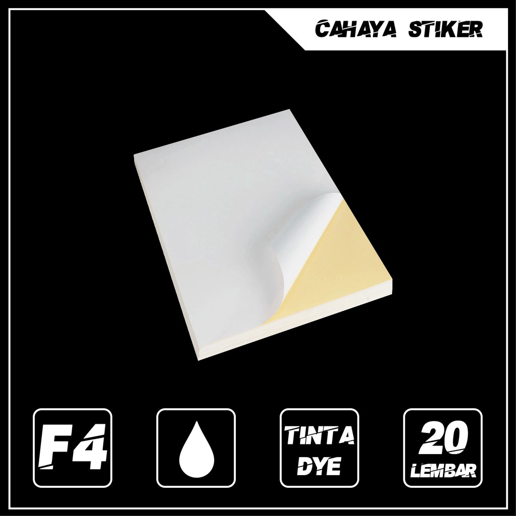 

Kertas Stiker Glossy Mengkilap Isi 20 Lembar Ukuran F4 Untuk Printer Inkjet
