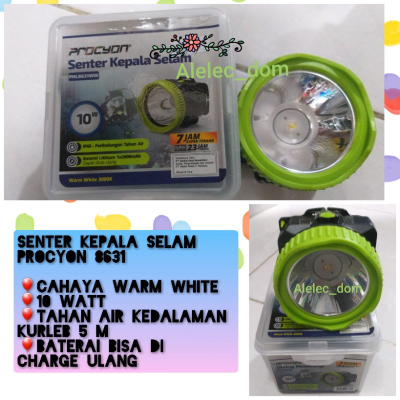 Senter Kepala Selam Procyon 8631 Warm white kuning diving headlamp procyon