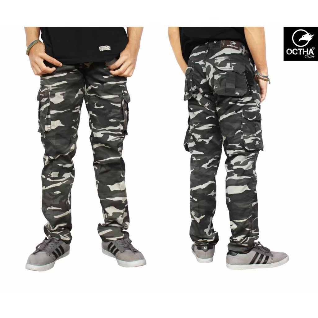 Celana Cargo Panjang Pria Loreng Army Premium Kanvas Original Slimfit Long Kargo PDL Distro Bigsize