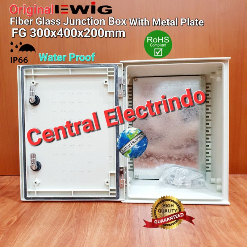 Fiber Glass Junction Box Panel FG 300×400×200mm EWIG With Metal Plate.