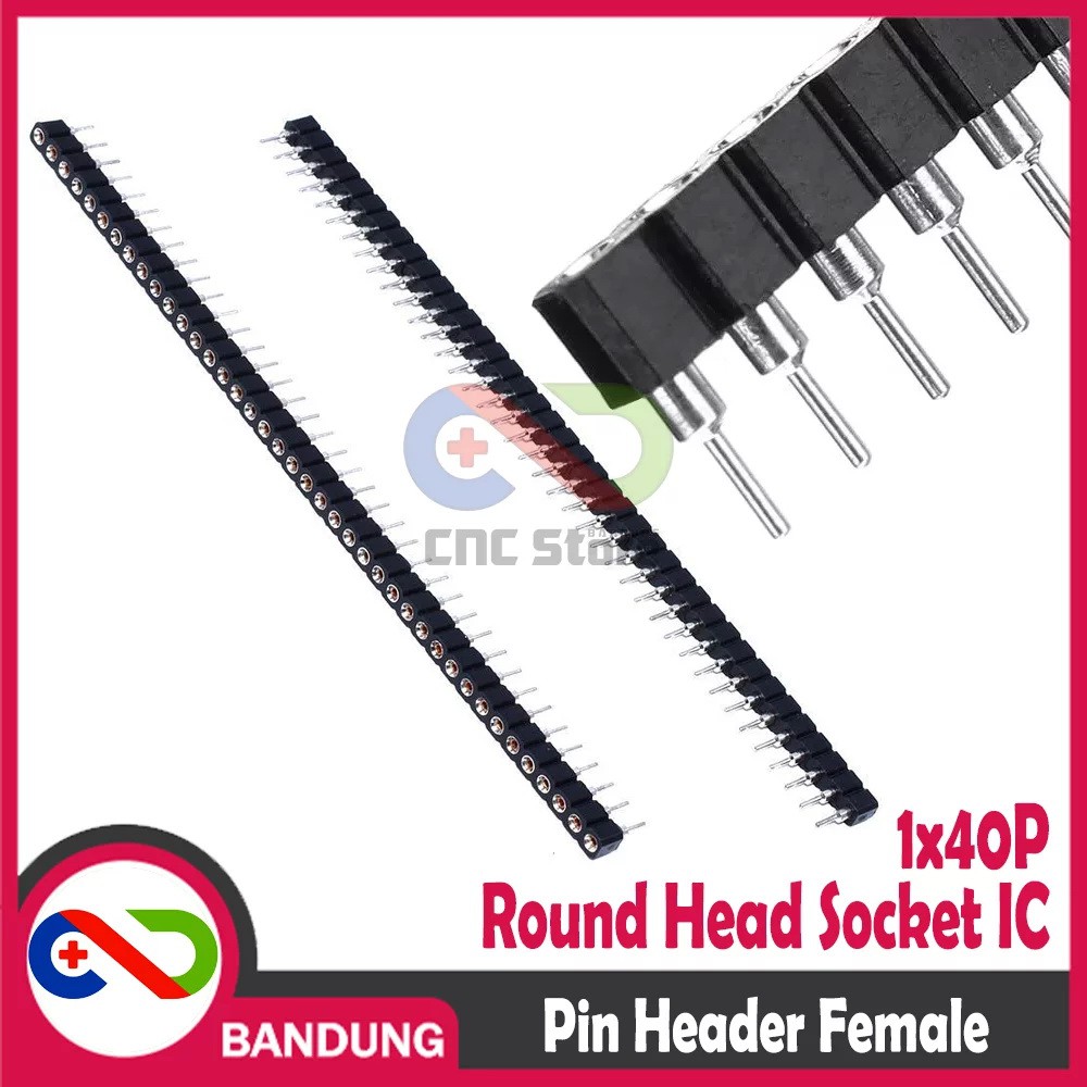 PIN HEADER FEMALE ROUND HEAD SOCKET IC SINGLE ROW 1X40 2.54MM