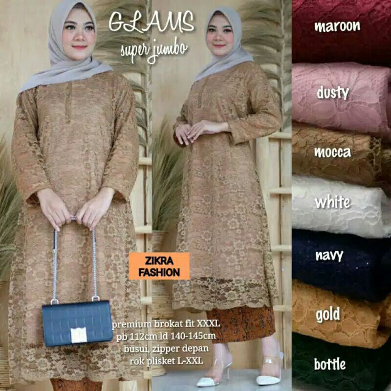 kebaya brokat jumbo ld 140 ld 145.kebaya hamil jumbo tunik brokat panjang