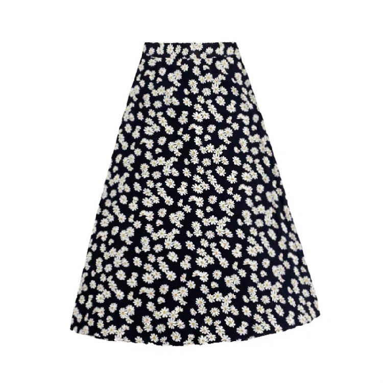 Rok panjang Rok daisy/Rok Sifon Panjang Tengah Wanita Daisy a-Line Pinggang Tinggi Bersih/Rok panjang-🔥ROK