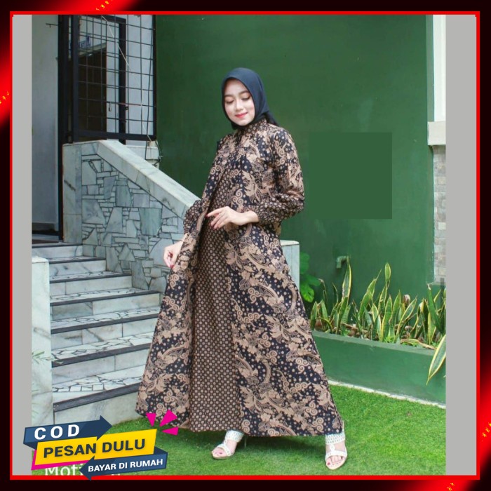 GAMIS BATIK WANITA MUSLIM DEWASA BAJU PREMPUAN IBU IBU MODERN TERBARU - KODE 01