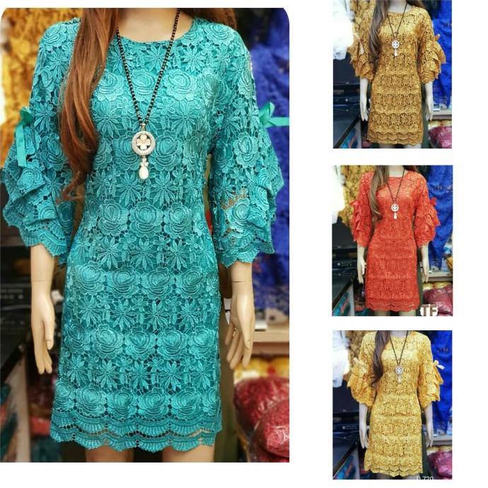 Gaun Dress Brokat Prada Import - Dress Brukat Bangkok Jumbo Distributor