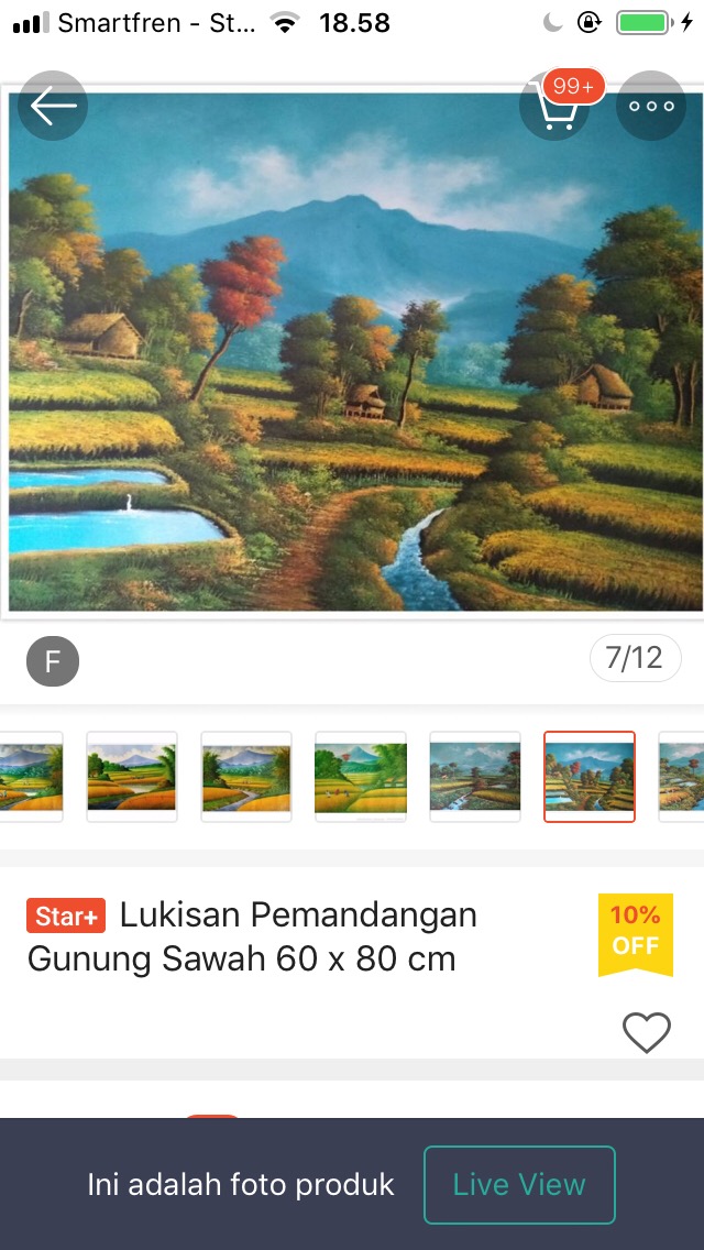 Lukisan Pemandangan Gunung Sawah 60 x 80 cm