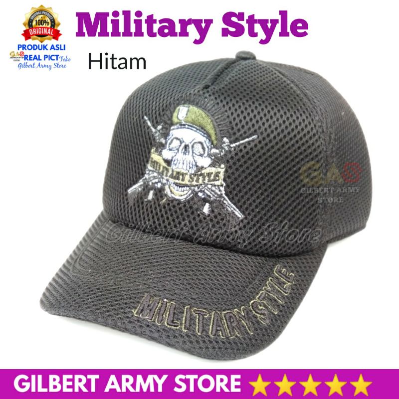 Topi Pria Military Style Murah Jaring - Gilbert Army Store-Topi Bordir militer tni Army