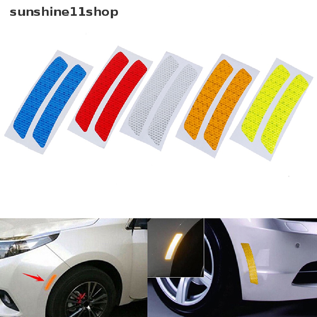 Sho 2Pcs Stiker strip Reflektif Untuk bumper Mobil