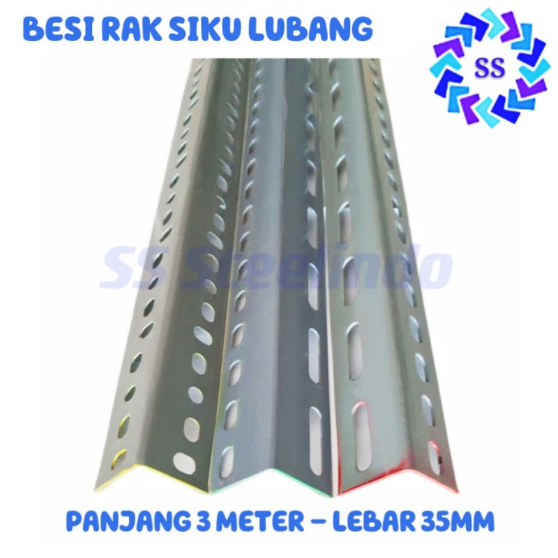 BESI L SIKU LUBANG-BOLONG RAK 3 METER LEBAR 3,5CM (TEBAL 1MM 1,5MM 2MM)
