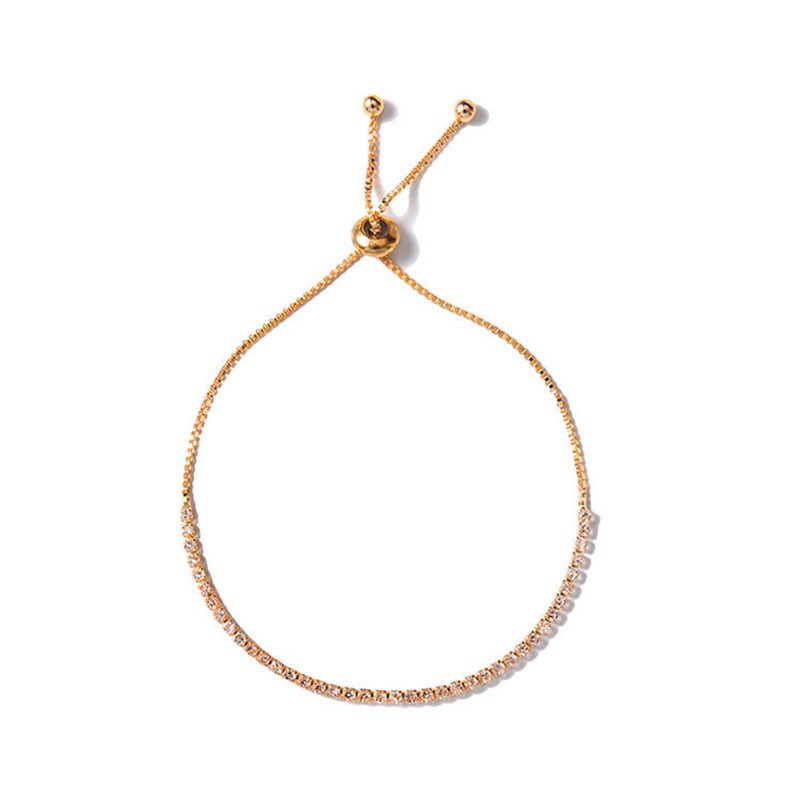 Gelang Serut Korea fashion berlian imitasi lingkaran tangan rantai bracelet gelang serut Dapat disesuaikan Aksesoris Wanita - SD-Gold-3