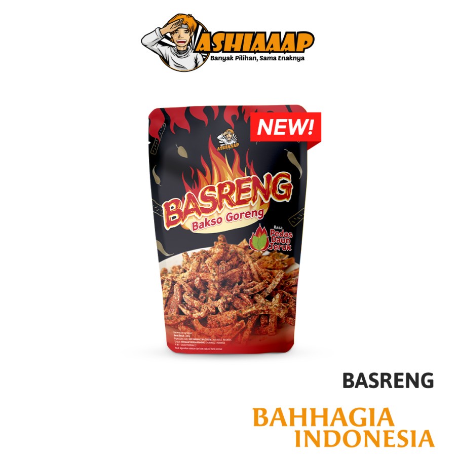 

Basreng Ashiaaap - Keripik Bakso Goreng Rasa Pedas Daun Jeruk 100gram