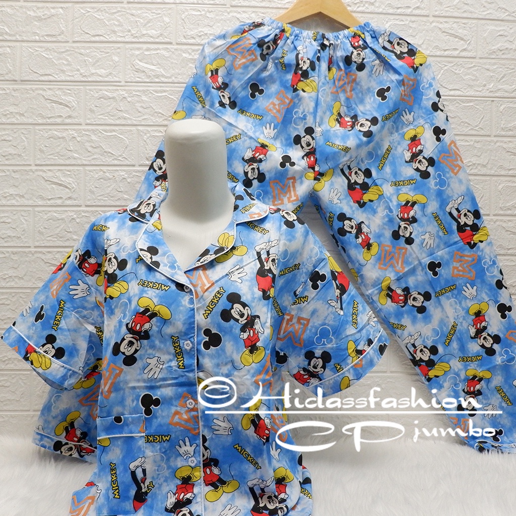 Baju Tidur Piyama Dewasa Setelan Jumbo Size  XXL LD 120-CPXXL MICKEYTIE BLUE