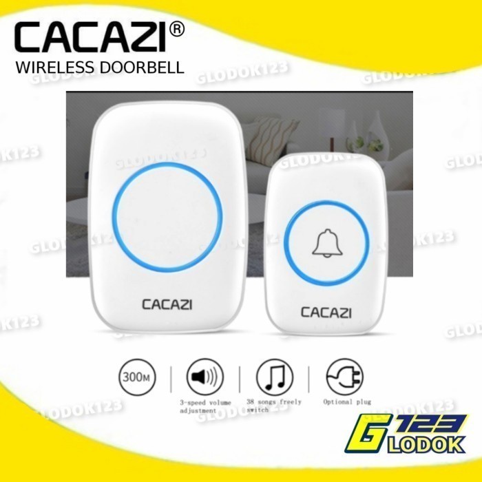 Wireless Doorbell Waterproof Door Bel Pintu rumah kantor Sensor CACAZI with LED 60 Tones Door Bell